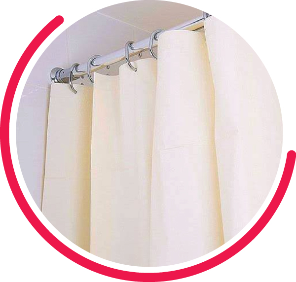 SHOWER CURTAINS & RODS
